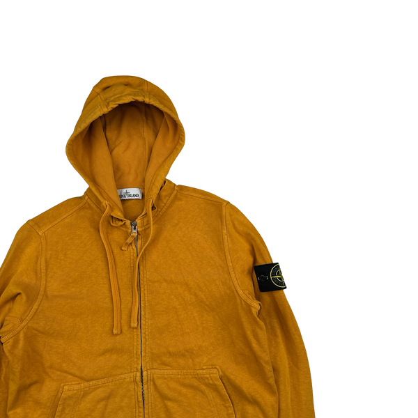Stone Island 2017 Orange Zipped Cotton Hoodie - Small