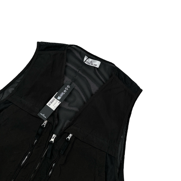 Stone Island 2024 Black David Light-TC Poly Net Gilet - Large