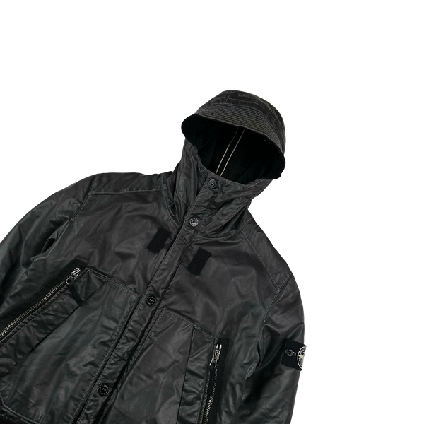 Stone Island 2011 Black/ Blue Waxed Ice 2 Jacket - Small