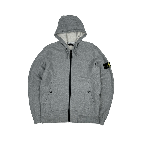 Stone Island 2023 Grey Zipped Hooded Jumper - Medium