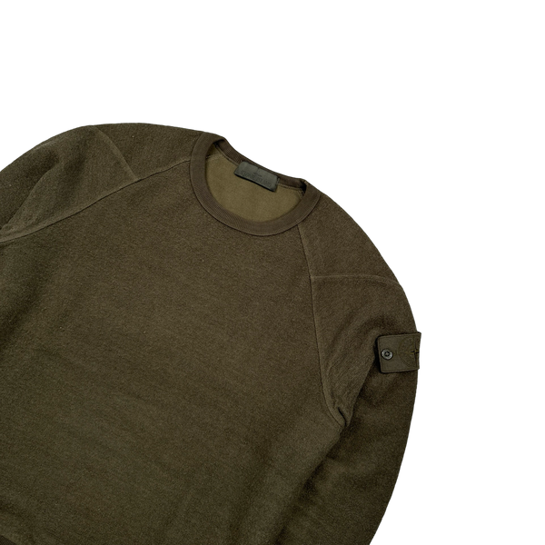 Stone Island 2020 Khaki Wool Ghost Crewneck Sweatshirt - Small