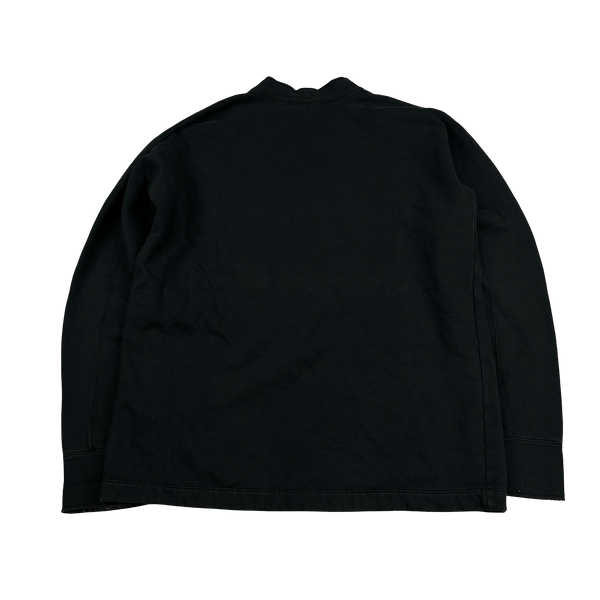 Stone Island 1990s Vintage Black Cotton Embroidered Spellout Pullover - Large