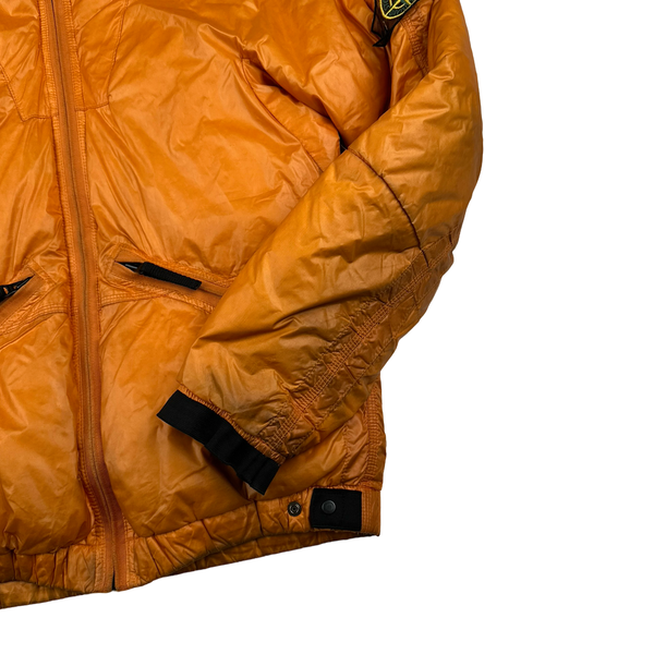 Stone Island 2007 Orange Mesh Badge Down Puffer Jacket - Small
