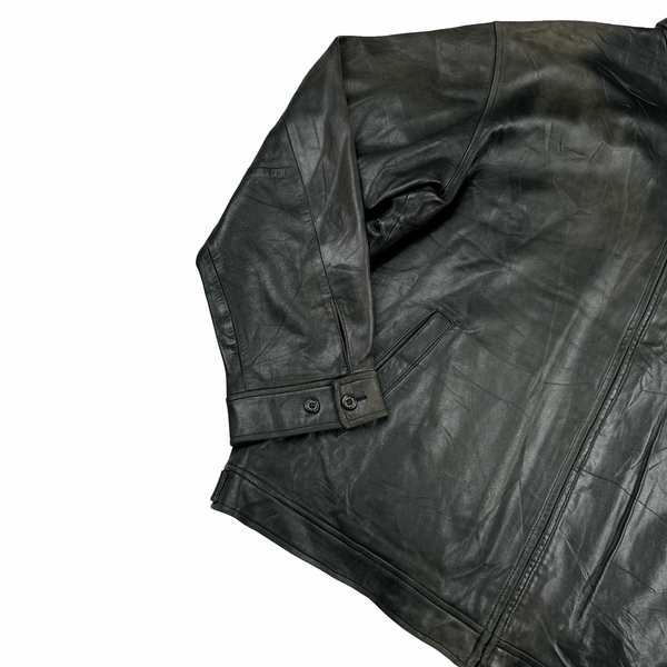Ralph Lauren Black Heavyweight Leather Jacket - XXL