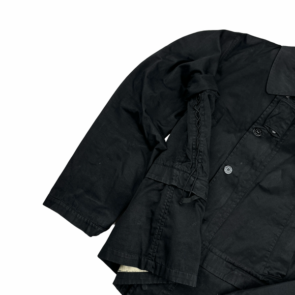 Stone Island 2002 Black Raso Gommato Collared Jacket - Large