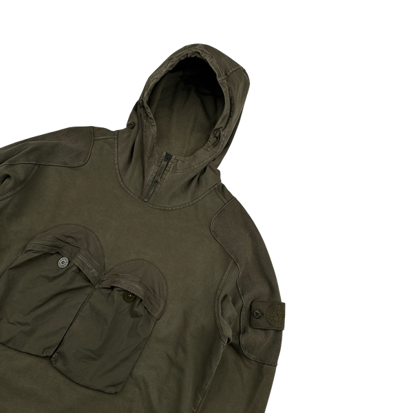 Stone Island 2018 Khaki Ghost Piece Cotton Pullover Hoodie - Medium