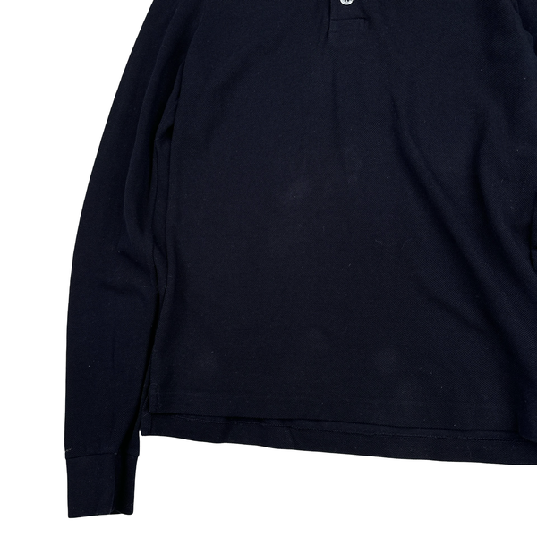 Stone Island 2012 Black Cotton 30th Anniversary Long Sleeve Polo Shirt - Small
