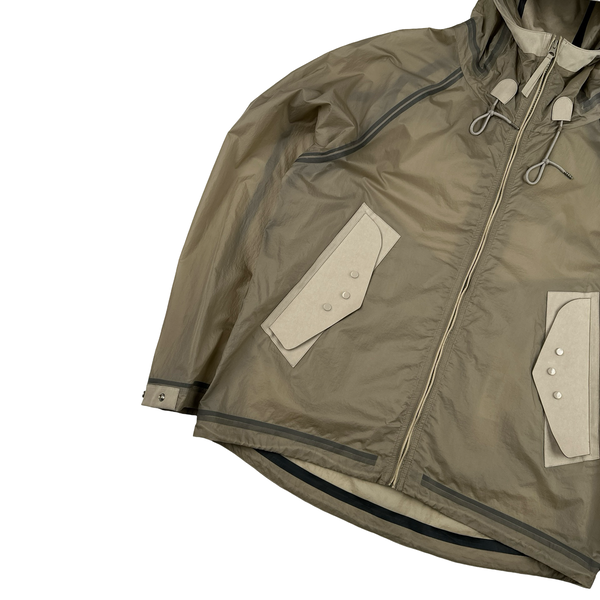 Ten C Beige Transparent Lightweight Short Combo Bonded Parka Jacket - XL