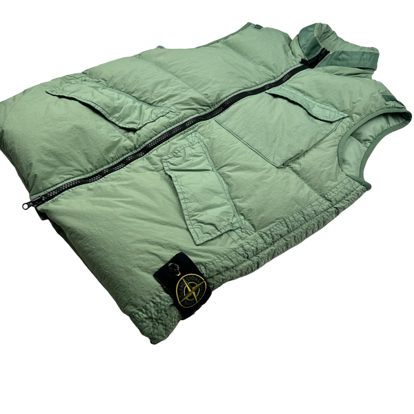 Stone Island 2022 Green Naslan Light Watro Down-TC Gilet - Medium