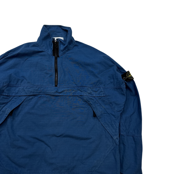 Stone Island 2020 Blue Cotton Rip Stop Smock Pullover - Small