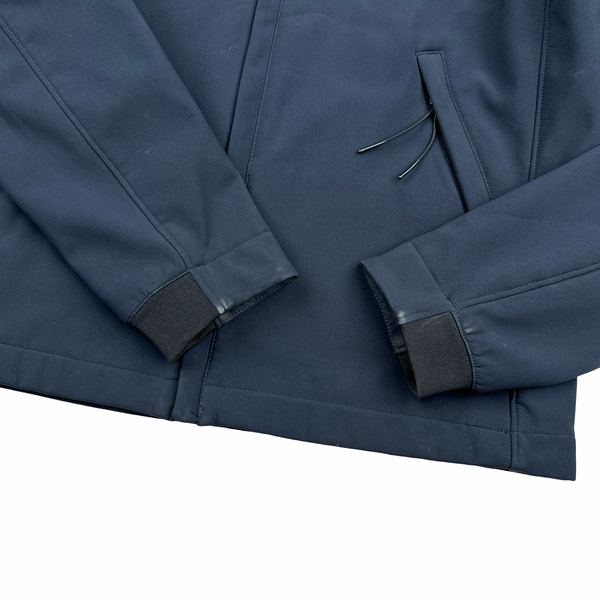 CP Company Blue Fleece Lined Soft Shell Lens Viewer Bomber - Medium