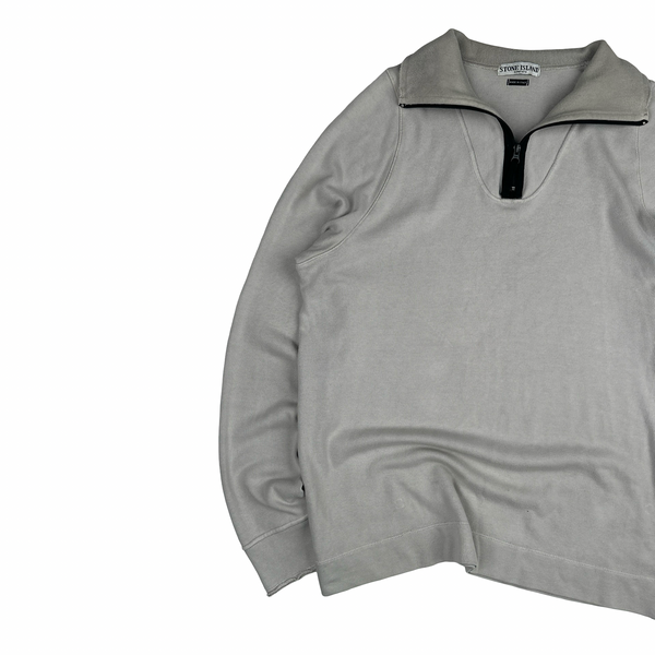 Stone Island 2004 Light Grey Cotton Vintage Pullover Jumper - XL