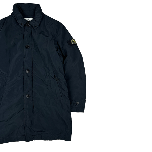 Stone Island Micro Reps Navy Primaloft Lined Long Jacket - Medium