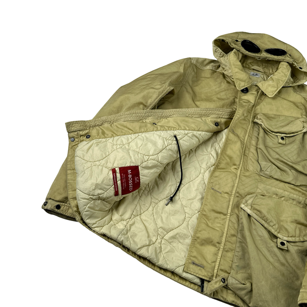 CP Company Yellow M Bossed Quilted Goggle Jacket - Medium
