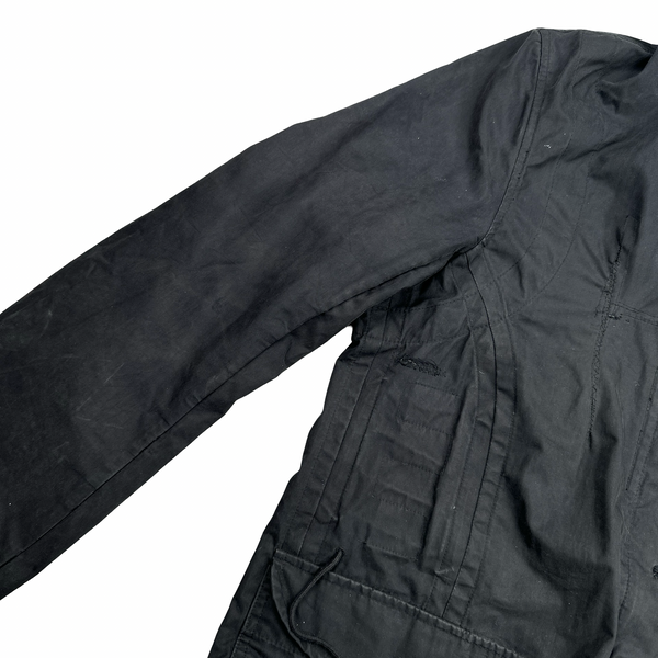 CP Company Black Long Hooded Cotton Blend Jacket - Small