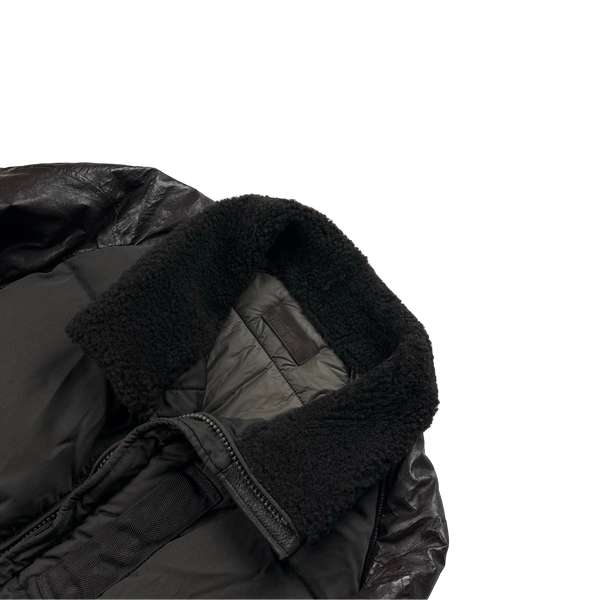 Stone Island Chocolate Brown Ghost Featherweight Leather Down Jacket - Large