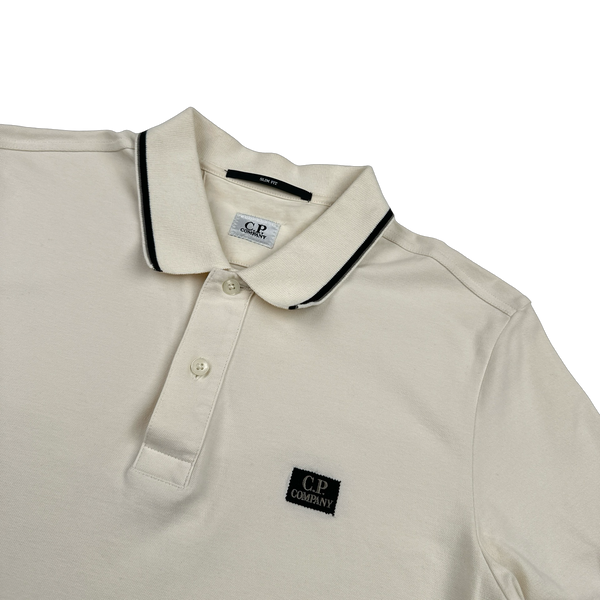 CP Company Cream Cotton Short Sleeve Polo - Medium