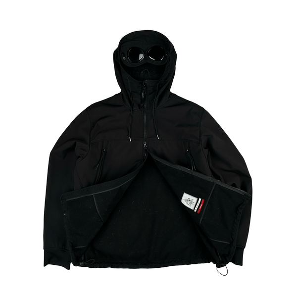 CP Company Black Soft Shell R Goggle Hooded Zipped Jacket - 3XL