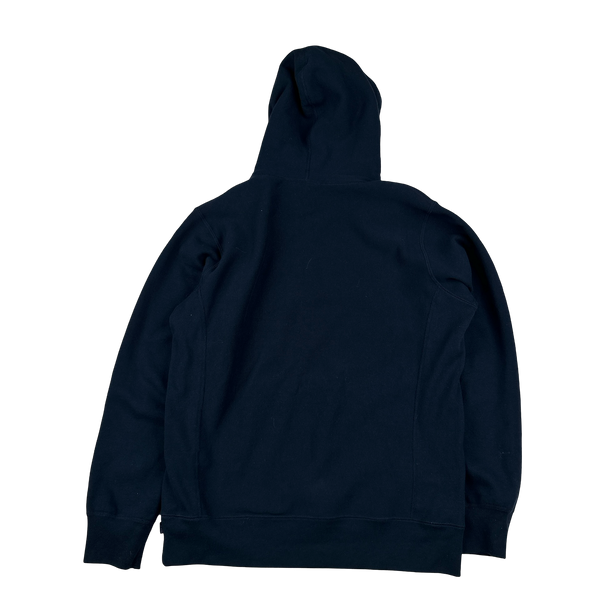 Supreme Navy Fleece Spellout Pullover Hoodie - Large