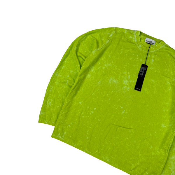Stone Island 2020 Lime Tie Dye OVD Camo Soft Knit - Large
