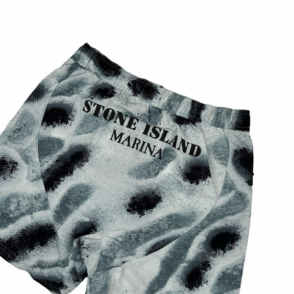 Stone Island Marina Reef Camouflage Spellout Swim Shorts - Small