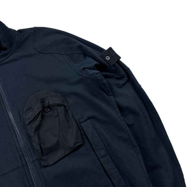 Stone Island 2018 Navy Ghost Piece Cargo Pocket Zipped Sweatshirt - Medium