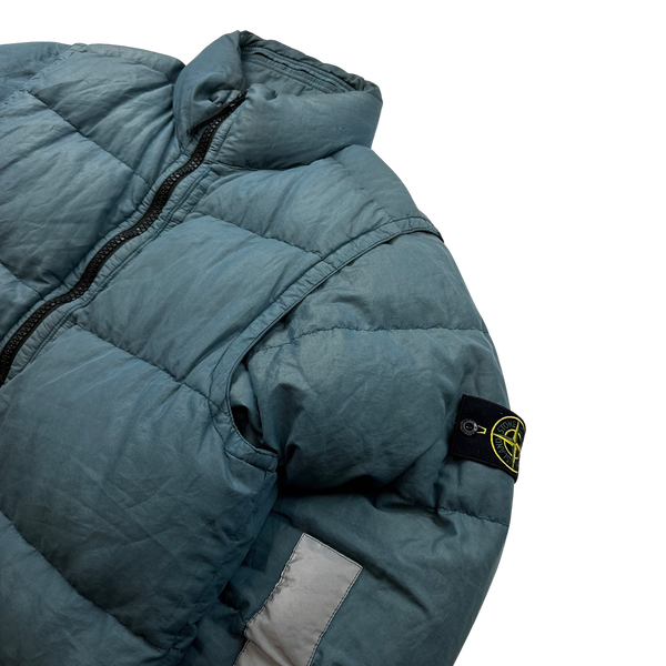 Stone Island 2018 Blue 2 In 1 Cotton Metal Watro Reflective Puffer Jacket - Large