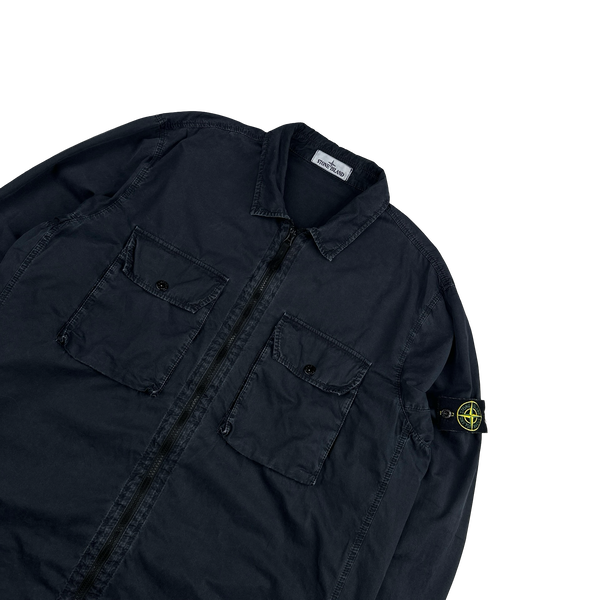 Stone Island 2021 Navy Cotton Double Pocket Overshirt - 3XL