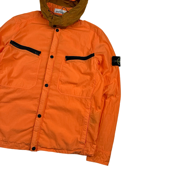 Stone Island 2015 Orange Nylon Metal Hooded Overshirt - Large