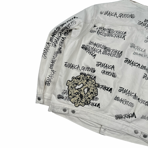 Stussy X Levi X Denim Tears Spellout Design White Denim Jacket - Medium - Large