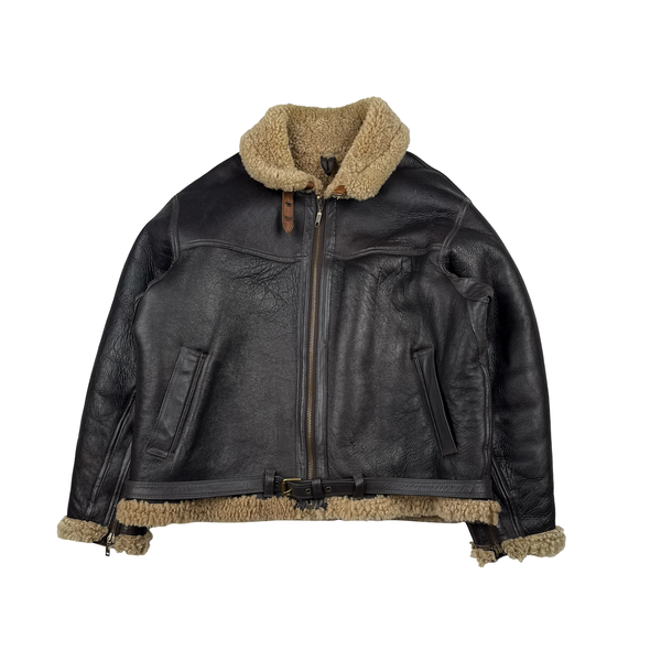 Cirrus Shearling Lined Aviator Pilot Thick Leather Vintage Jacket - XXL