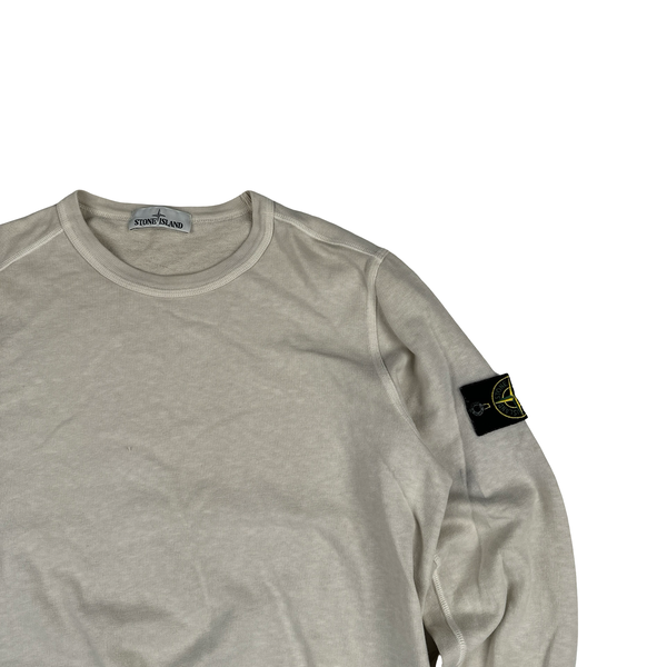 Stone Island 2018 Cream White Cotton Crewneck Sweatshirt - Medium