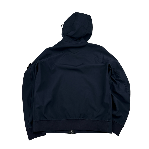 Stone Island 2020 Navy Soft Shell Hooded Jacket - Medium
