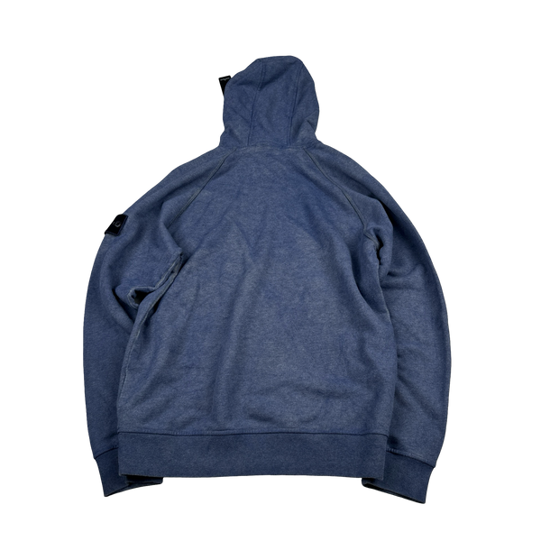 Stone Island 2021 Blue Dust Treatment Pullover Hoodie - Small