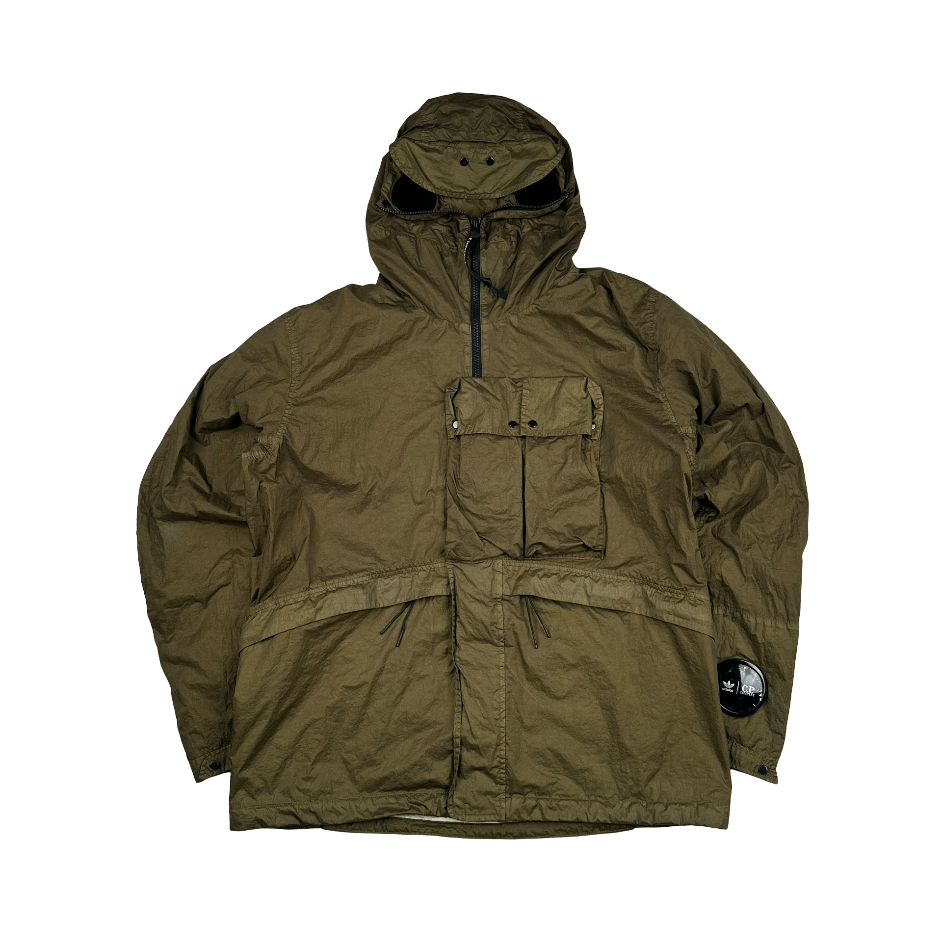 希少 C.P. Company adidas Goggle Jacket CP Company x Adidas Khaki Explorer Chrome Goggle Jacket - Large