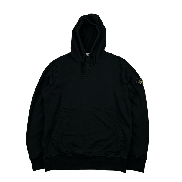 Stone Island 2023 Black Cotton Pullover Hoodie - Large