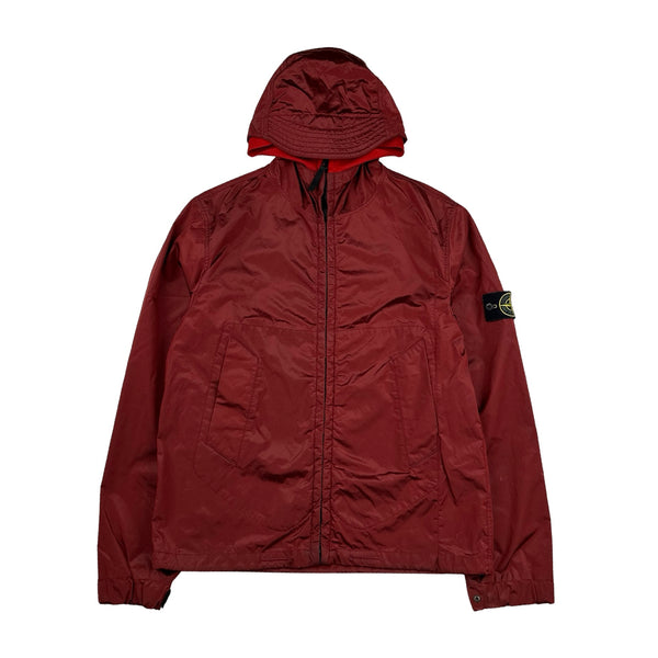 Stone Island 2007 Red Nylon Metal Hooded Jacket - Medium