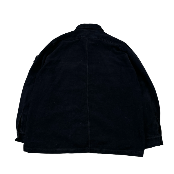 Stone Island Vintage Navy 1998 Moleskin Cotton Overshirt - Large