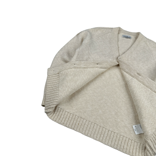 Stone Island 2020 Cream Wool Blend Buttoned Knit Jumper - XL