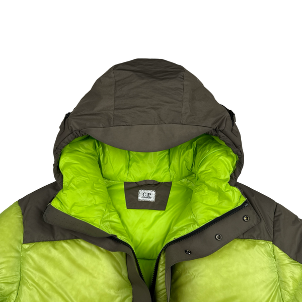 CP Company Neon/Khaki DD Shell Lens View Puffer Jacket - Large