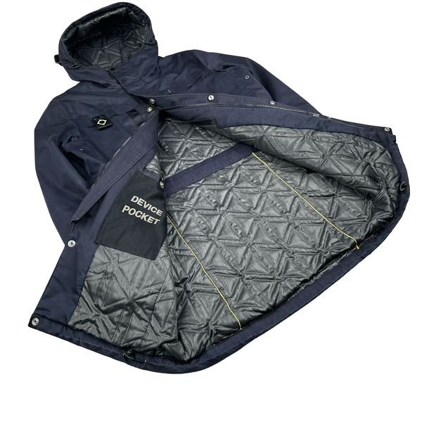 Ma Strum Navy Multipocket Long Quilted Jacket - XL