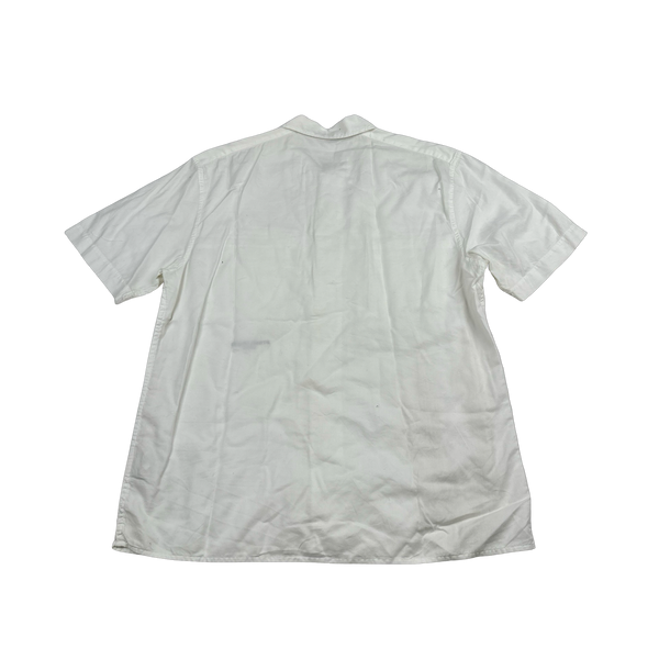 Stone Island 2004 White Cotton Spellout Short Sleeve Shirt - Large