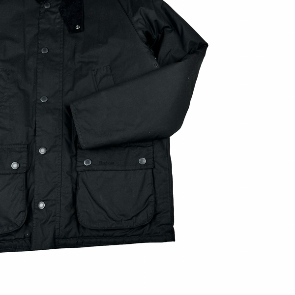 Barbour Black Cotton Wax Quilted Leather Jacket - Large
