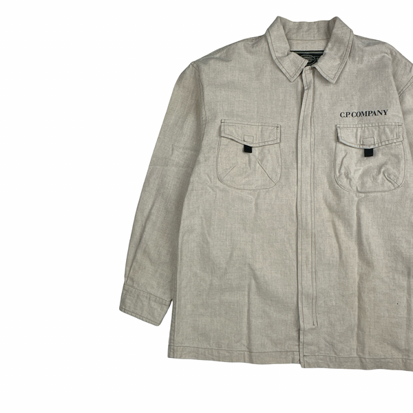 CP Company 90's Japan Exclusive Beige Multi pocket Linen Shirt - Small