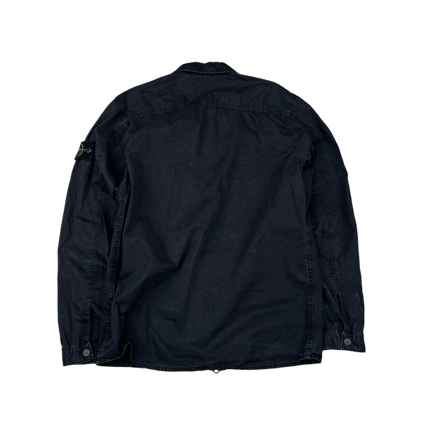 Stone Island 2019 Black Cotton Garment Dyed Overshirt - Medium