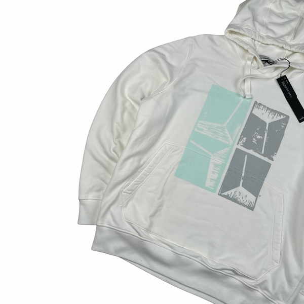 Stone Island 2022 White Pullover Graphic Cotton Hoodie - XXL