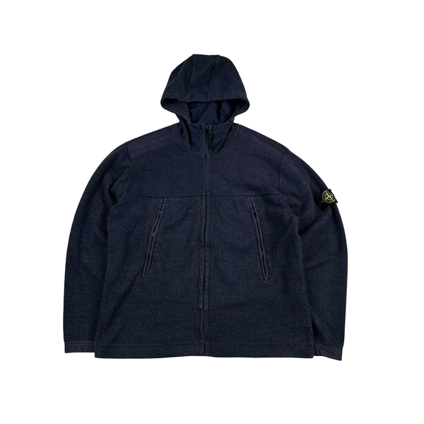 Stone Island 2003 Navy Chest Pockets Zipped Knitted Jumper - XL