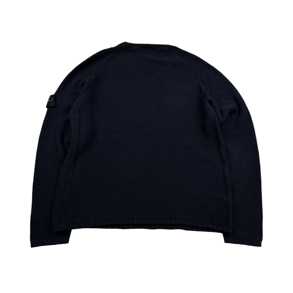 Stone Island 2002 Vintage Navy Cotton Knit - Large