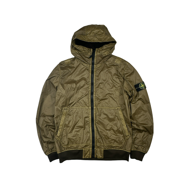 Stone Island 2018 Olive Green Lamy Flock Hooded Jacket - Large