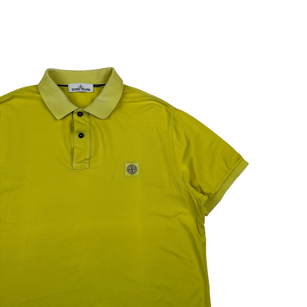 Stone Island Yellow Slim Fit Garment Dyed Polo Shirt - 3XL